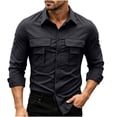 thumbnail image 2 of Men's Tactical Shirt, Long Sleeve Quick-Dry Work Shirt With Ventilation & Multi-Pockets, Outdoor Casual Tactical Clothing Black L, 2 of 9