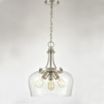thumbnail image 3 of Claxy 3-Light Brushed Nickel Pendant Light with Dome Clear Glass Shade, 3 of 7