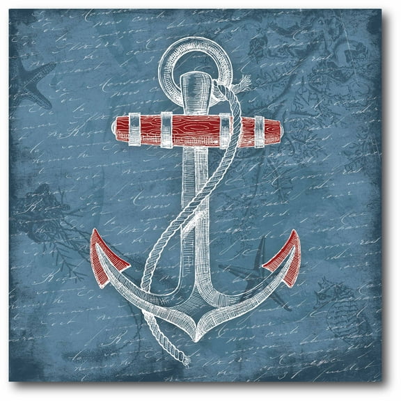 Blue & Red Anchor Gallery-Wrapped Canvas Wall Art, 16x16