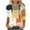 Orange#01, variant on SnZhen Women's 3/4 Sleeve Tops Fashion Cat Print Round Neck T-Shirt 3/4 Sleeve Casual Tee Cute Graphic Blouse