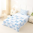 thumbnail image 5 of Manfei Blue Preppy Bow Twin Sheet Sets For Girls,Kawaii Bowtie Stripe Bedding For Kids,3 Pieces, 5 of 6