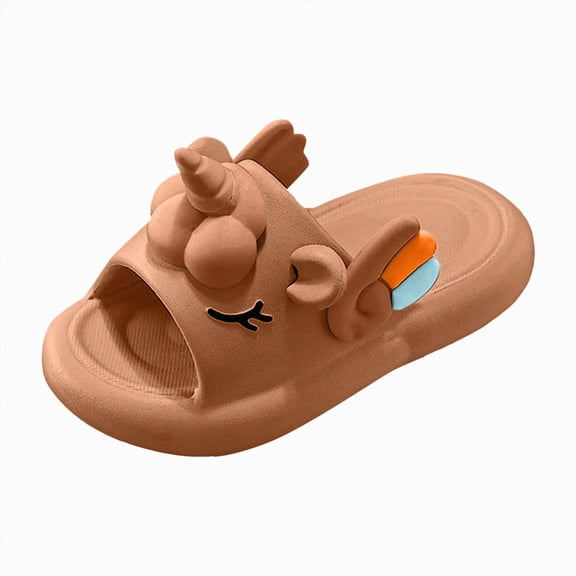 HCNTES Children's Dailywear Slides Soft Non-Slip Slippers Sandals for Kids Boys Girls Indoor Outdoor Spring Summer Beach Pool(Z01-Coffee,11)