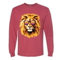 thumbnail image 2 of Lion With Sunglasses Animal Lover Mens Long Sleeve Shirt, Vintage Heather Red, Large, 2 of 3