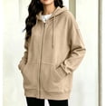 thumbnail image 3 of ClodeEU Women's Long Sleeve Zip Up Drawstring Hoodie Jacket,Casual Loose Sweatshirt Coat with Pocket ,Women's Plus XXL, 3 of 5