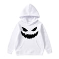 thumbnail image 1 of TIEVOSA Chandail à Capuchon d'Halloween pour Garçons, Chandail à Enfiler Imprimé, T-Shirt pour Enfants, Veste Douce avec Design Graphique, Tenue Décontractée Confortable pour 5-6 Ans (Blanc), 1 of 4