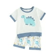 thumbnail image 3 of ESASSALY Toddler Little Boys 2 Pieces Outfits Short Sleeve Dinosaur T-Shirt  Shorts Sets, 3 of 7