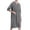 Grey, variant on Men's Soft House Coat Summer Robe Waffle Housecoat Cool Knee Length Zipper Fall Long Zip Up 3/4 Sleeve Loose Bathrobe White Large