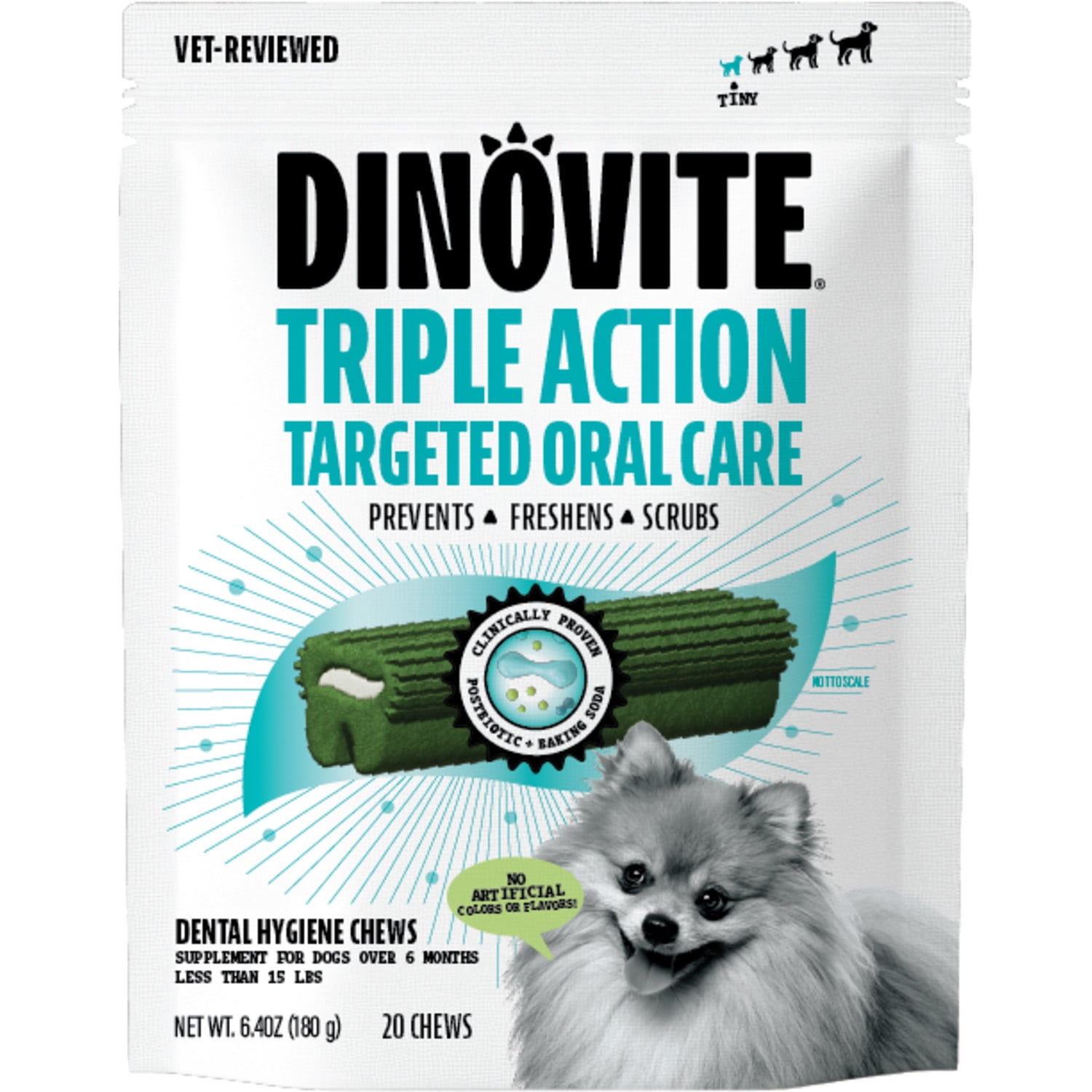 Dinovite Dental Chews for Dogs Tiny 20 Count