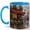 Blue, variant on Paris Rainy Café Street 11oz Ceramic Mug, Romantic City Watercolor Art
