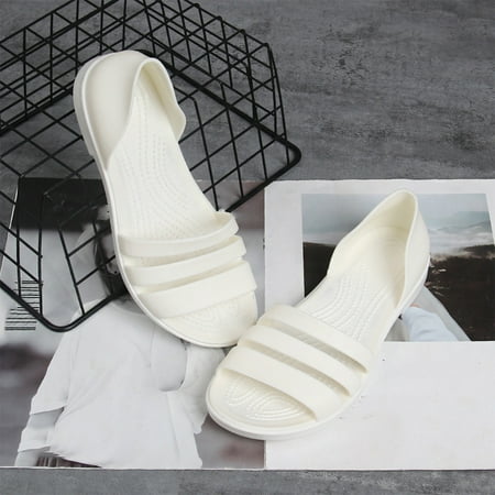 

AXXD White Slide Sandals for Women 7.5 Summer Flat Sandals Open-Toed Casual Beach Outdoor Female Shoes