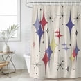 thumbnail image 6 of Red Yellow Diamond Shower Curtain, Waterproof Shower Curtains for Bathroom, Modern Geometric Middle Century Beige Washable Fabric Bathtub Curtain Set Bath Decor with 12 Hooks 72"x78", 6 of 6