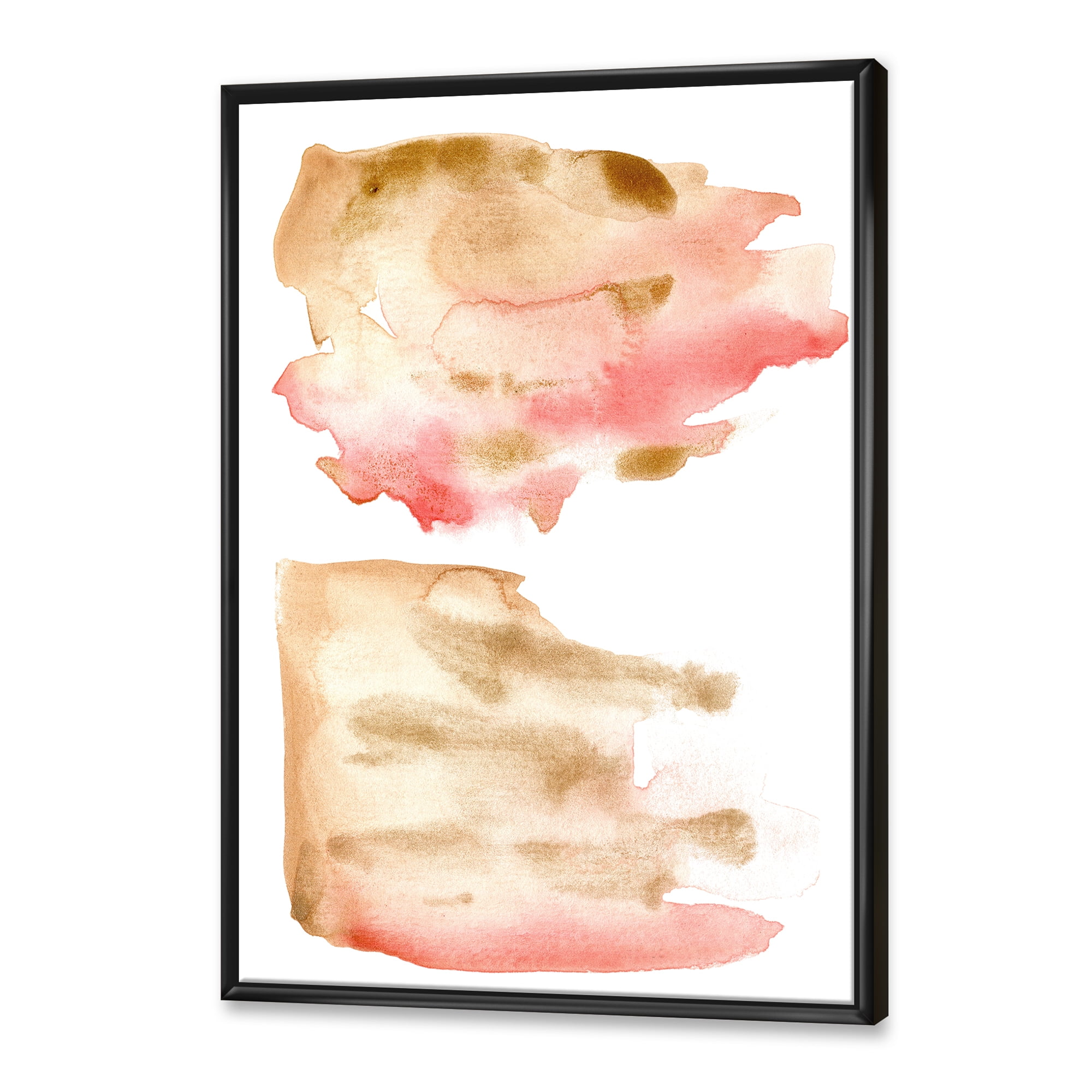 Red Pink Gold and Beige Abstract Clouds 12 in x 20 in Framed Painting Canvas Art Print, by Designart