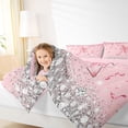 thumbnail image 3 of Erosebridal Dreamy Glitters Print Twin Bedding Sets for Girls, Pink Bling X Letter Bedding Comforter Set, Pink Reversible 7 Pieces, 3 of 6