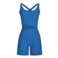 thumbnail image 2 of hot htWomens Workout Athletic Romper One Piece Exercise Jumpsuit Shorts Gym Clothes Outfits With Back Zipper Pocket, 2 of 4