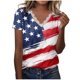 thumbnail image 2 of Fiudx Ofertas de La Semana Moda Mujer Casual Día de La Independencia Impresión Blusa Manga Corta Camiseta Verano Encaje Tops, 2 of 4