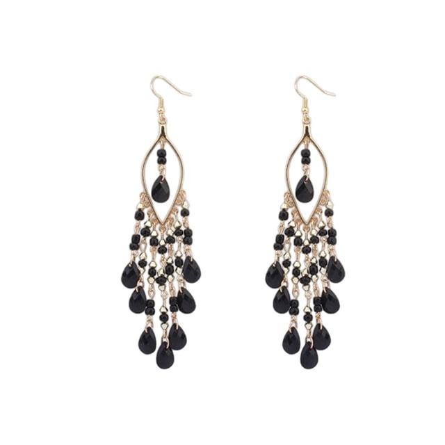 Minnieouse Gotas para las orejas para mujer, seguras para la piel y a la moda, pendientes bohemios con cuentas coloridas Ropa, zapatos y accesorios Miscelánea negro