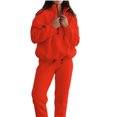 thumbnail image 2 of YUGYXL Womens Sweatsuit 2 Piece Outfits Fall Winter Fleece Half Zip Sweatshirts and Sweatpants Joggers Set Red XL, 2 of 7