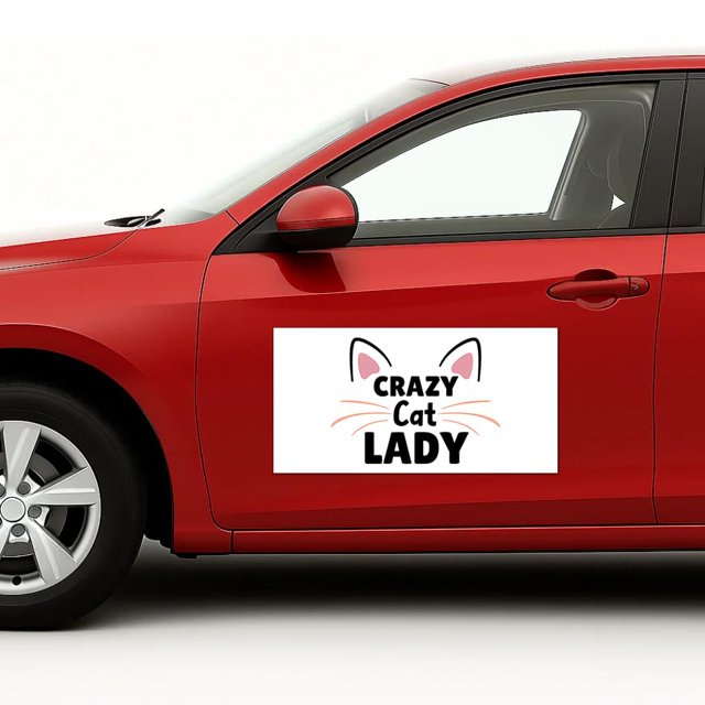 Crazy Cat Lady Mobile Car Magnet Sign by DC | Flexible Car Magnetic Sheets with Adhesive Backing | 10"x20" Bumper Magnet Sticker for Vehicles, Trucks & Business Advertising Signs | 2 PC | Made in USA