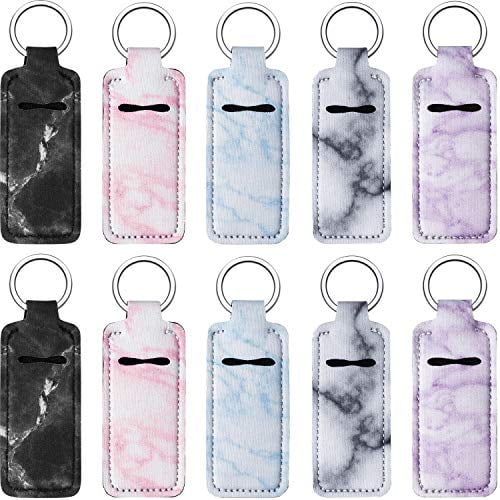 10 Pieces Clip On Chapstick Sleeve Pouch Lipstick Holder Keychain Elastic Lip Balm Holster Marble Neoprene With Metal Ring For Travel Accessories Classic Style Com - Diy Neoprene Chapstick Holder 10 Pieces Clip On Chapstick Sleeve Pouch Lipstick Holder Keychain Elastic Lip Balm Holster Marble Neoprene With Metal Ring For Travel Accessories Classic Style Com - Diy Neoprene Chapstick Holder