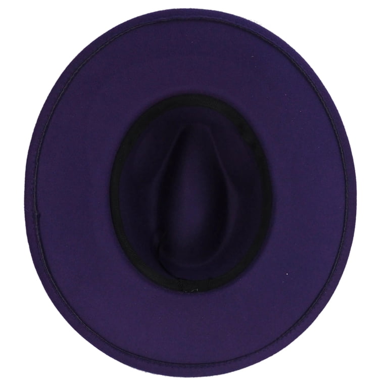 Purple Fedora Panama Hat, Pinched Crown, Upturn Wide Brim  display picture 2