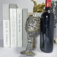 thumbnail image 3 of Cáliz de caballero vikingo medieval, copa de vino, copa de metal gótica, recipiente para beber con anillo de goteo de vino para rey, 3 of 5