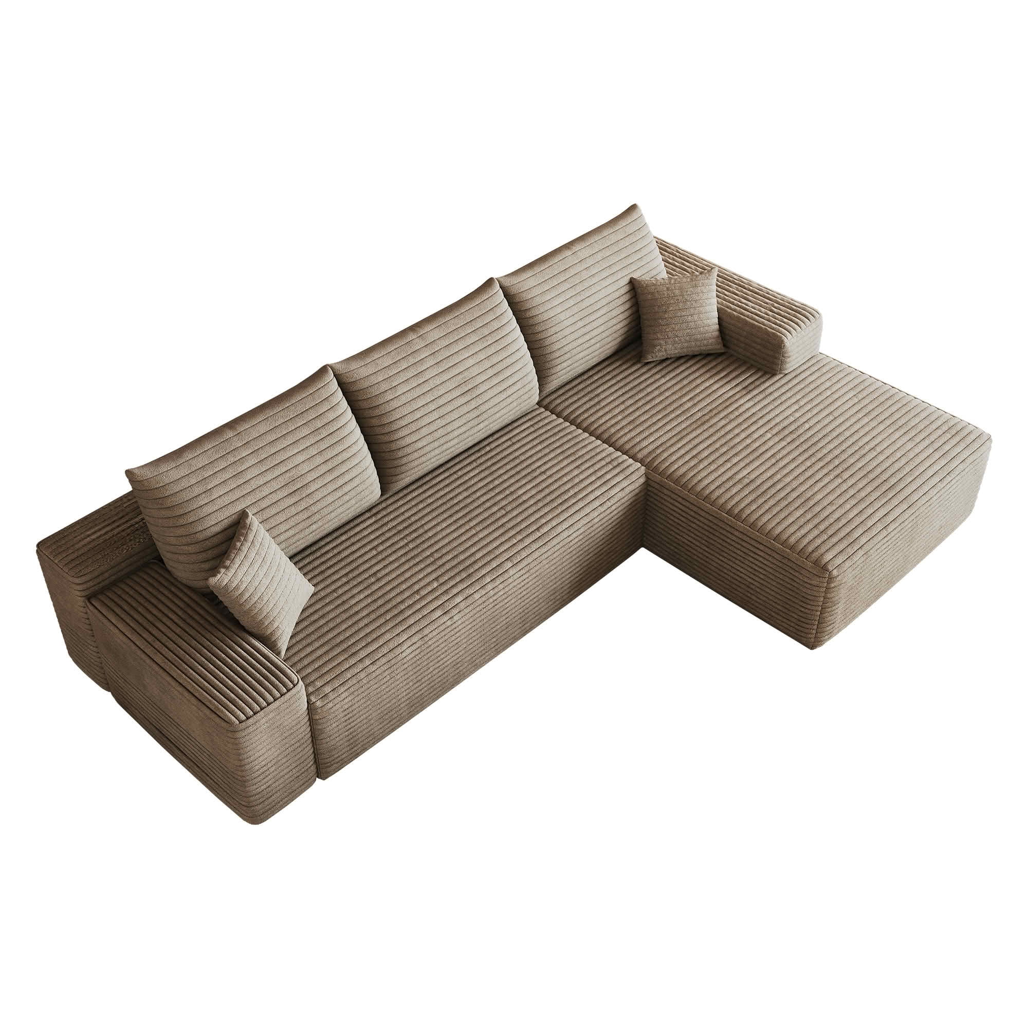 MAYEERTY 107 Inch L‑Shape Cloud Sectional Couch with Chaise, Modern Modular Deep‑Seat Sofa, Plush Corduroy Upholstered Couch, No Assembly Required for Living Room Bedroom Apartment