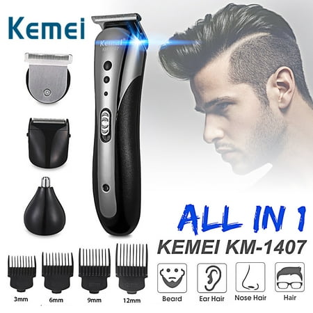 KEMEI All in 1 Cordless Electric Hair Clipper Nose Trimmer Beard Shaver Razor Rechargeable Grooming