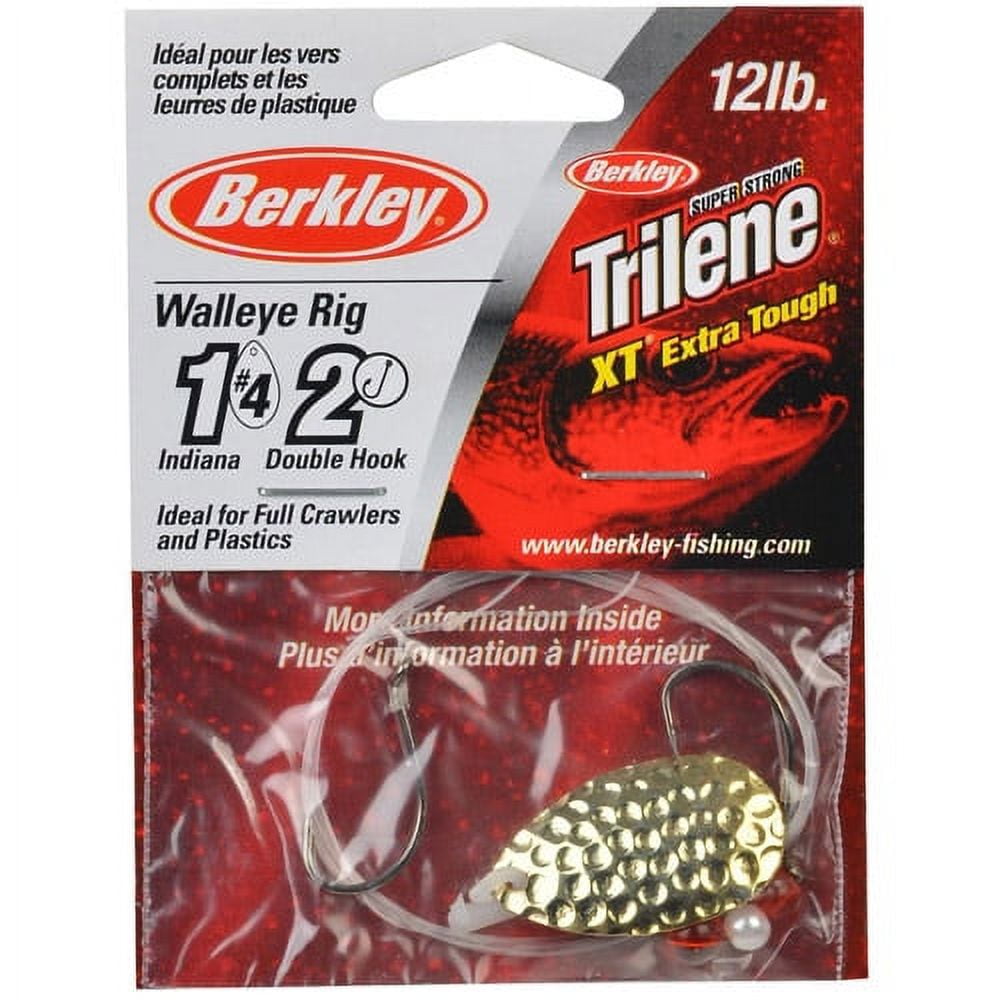 (2 pack) Berkley Walleye Mono Rig, Hammered Gold Indiana Blade, 4