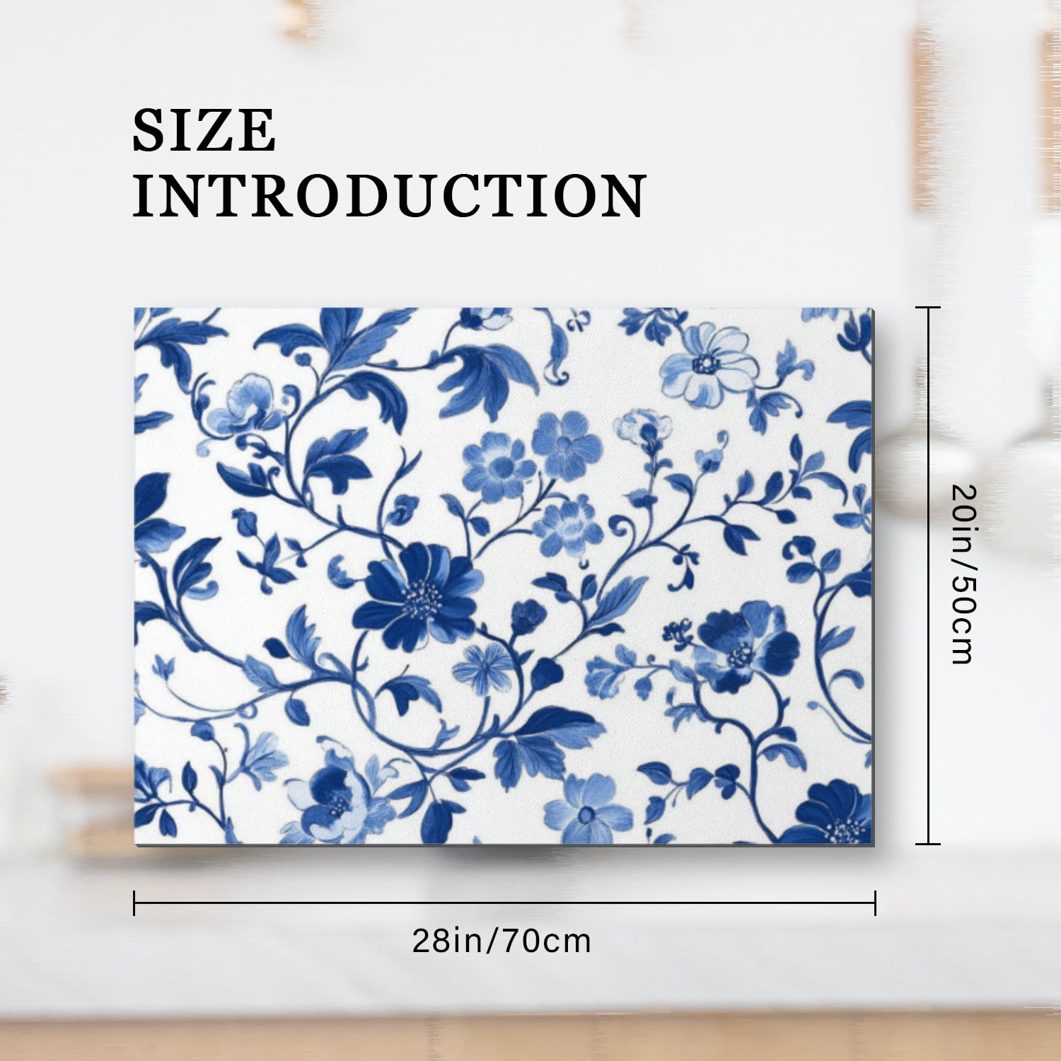 Stovetop Cover for Electric Stove, Blue And White Porcelain Floral Pattern Stove Mat for Glass Cooktop, Square Foldable Decoration Pad for Kitchen RV (28×20 Inch)