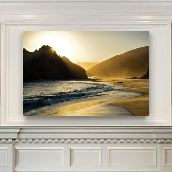 Renditions Gallery Landscape Pictures Artwork Giclee Print Canvas Art Ready to Hang for Home Wall Decor, 32x48, Sunset At Big Sur