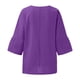 thumbnail image 5 of Pantalones deportivos para mujer,Blusa plisada de manga 3/4 para mujer, cuello redondo, efecto lino, corte holgado, poliéster, ropa informal, sopatenor, 5 of 8