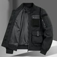 thumbnail image 4 of SSAAVKUY Men's Bomber Jacket Multi Pockets Military Style Lightweight Windbreaker Jacket Outdoor Sport Zipper Closure Streetwear Fall Winter Outdoor Black 20, 4 of 6