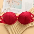 thumbnail image 2 of Bigersell Women Push up Bandeau Bra with Underwire Strapless Bras Floral Lace Comfortable Padded Tube Tops Bra Red S, 2 of 4