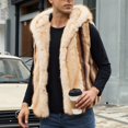 thumbnail image 5 of Zysthvn Open Front Men Vest Winter Casual Faux Fur Mens Jacket Hooded Warm Solid Outerwear, 5 of 10
