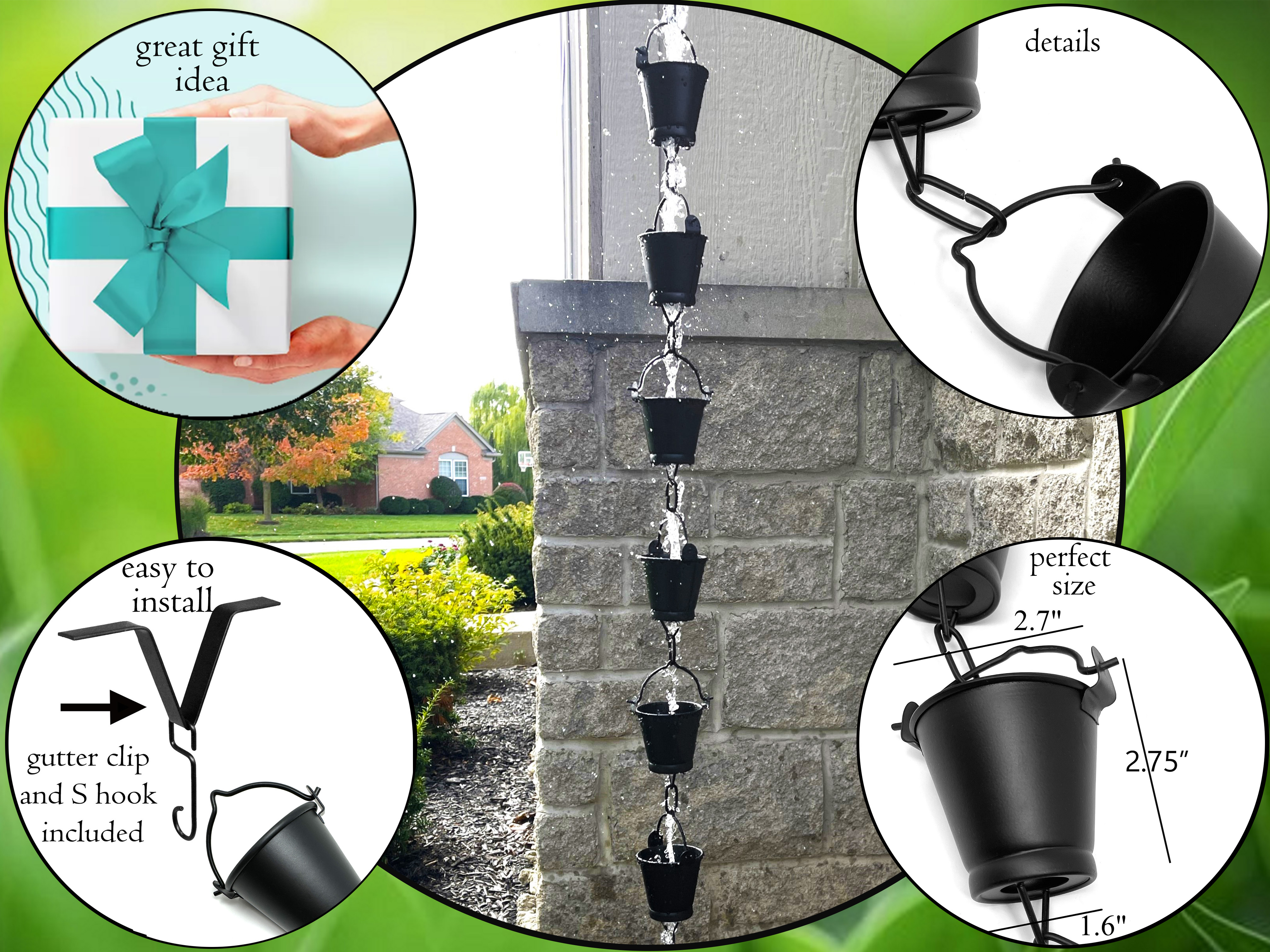Water Chain Feature Outdoor Water Feature Basin Rain Chain Anchoring Basin - 10.23