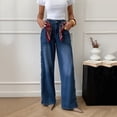 thumbnail image 6 of ClodeEU Women's Vintage High Waist Wide Leg Jeans,Side Button Detail Baggy Denim Trousers with Pockets Dark Blue,Women's Plus L, 6 of 8
