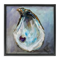 Stupell Industries Oyster Shell with Pearl Animals & Insects Painting Black Floater Framed Canvas Art Print Wall Art, 25 x 25