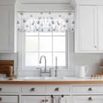 thumbnail image 3 of Blue Beige Spring Floral Valance Curtains for Kitchen/Living Room/Bathroom/Bedroom Window, Rod Pocket Small Topper Half Short Window Curtains Voile Sheer Scarf, Summer Botanical Watercolor 42"x18", 3 of 8