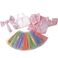 thumbnail image 2 of AlevRam 3 Piece Outfit for 18" Dolls Sequin Jacket, White Tank Top Rainbow Tulle Skirt Doll Clothes Set, 2 of 4