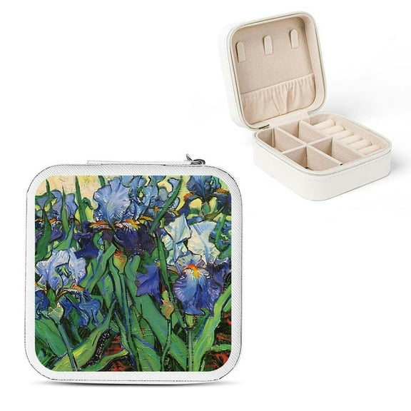 FCXZI Flowers Leaves Iris Jewelry Box for Necklaces Rings Earrings White