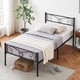 thumbnail image 1 of Negra tamaño individual size marco de cama con almacenamiento metal marco de cama con vintage pattern cabecero y footboard mattress foundation fácil montaje, 1 of 7