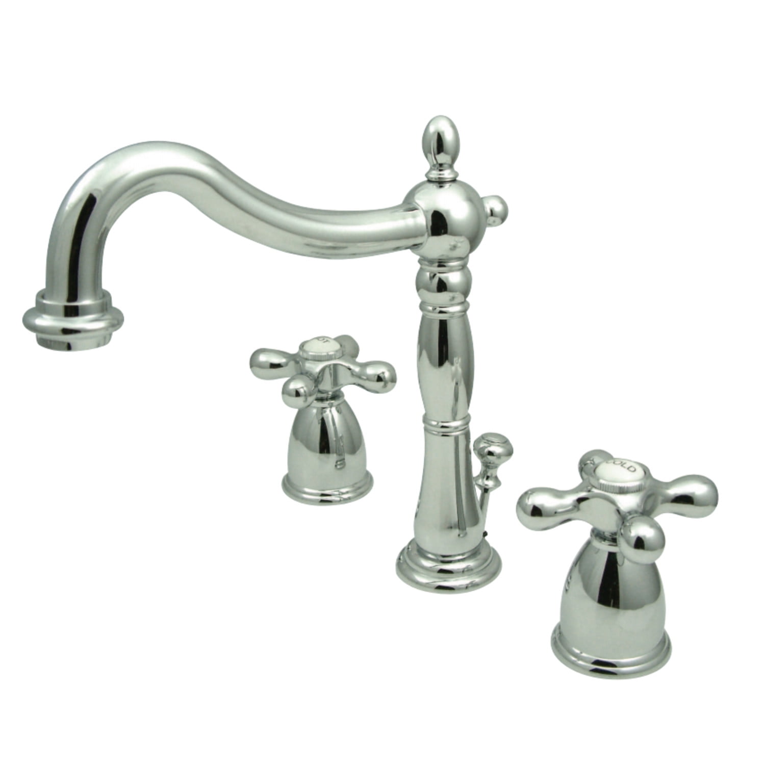 Kingston Brass KB1971AX Heritage Widespread Bathroom Faucet with Plastic Pop-Up, Polished Chrome