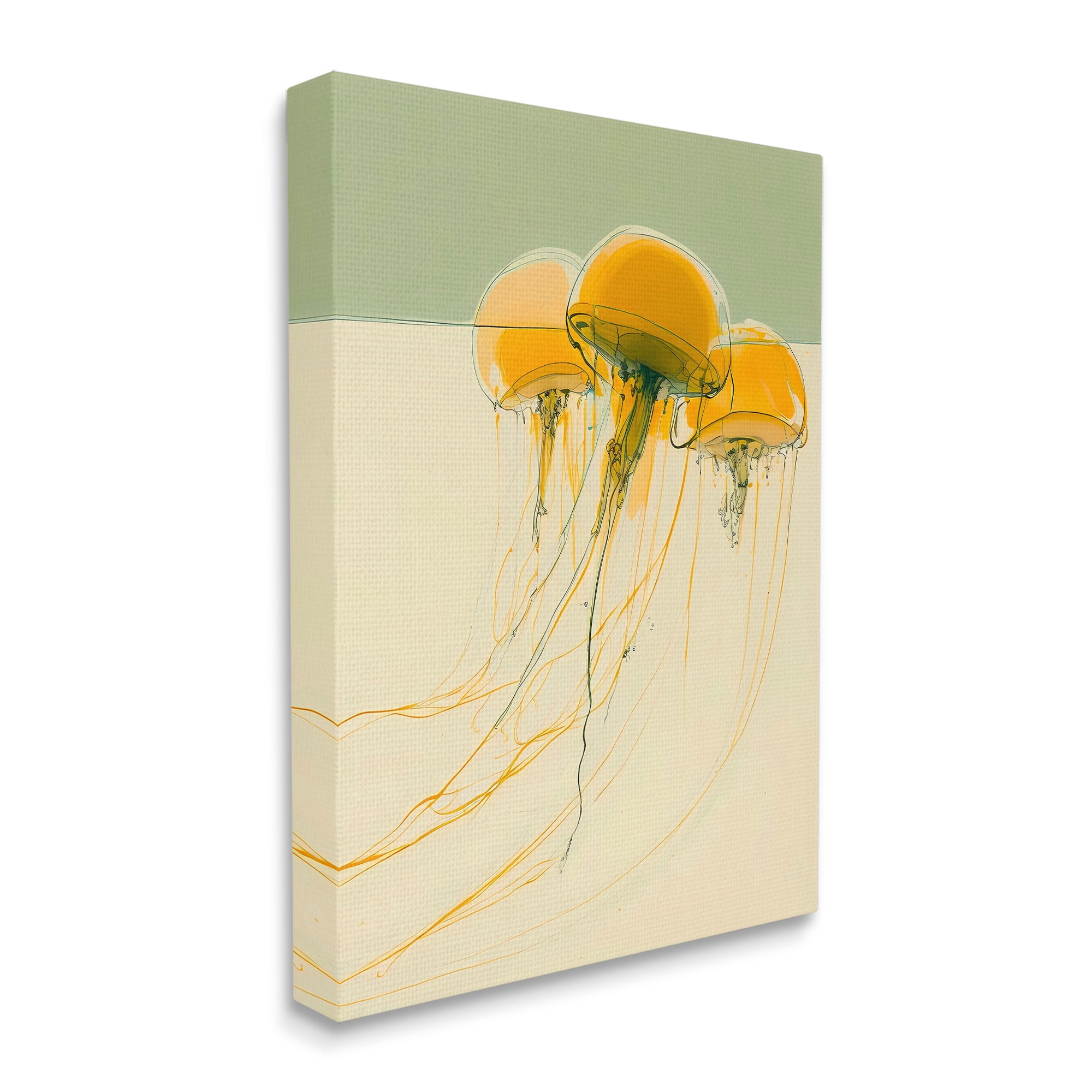 Stupell Industries Abstract Orange Jellyfish Animals & Insects Painting Gallery Wrapped Canvas Art Print Wall Art, 16 x 20