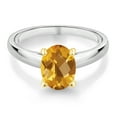 thumbnail image 2 of Gem Stone King 1.65 Ct Oval Checkerboard Yellow Citrine 10K White and Yellow Gold Ring Ring (Size 7), 2 of 4