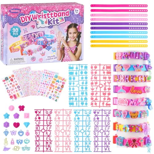 Art Craft Making Kit,DIY Bracelets Jewelry Activity Making Set with Charm Stickers Girls Kids Friendship Birthday Present Party Favor Kits for Ages 6,7,8,9,10,11,12