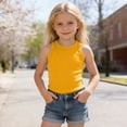 thumbnail image 2 of Tisuna Child Girls Summer Vest Tops Solid Color Sleeveless Crew Neck T Shirts Lightweight Stretchy Little Girls Holiday School Daily Wear Size 11-12 Years Yellow, 2 of 4