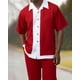 thumbnail image 5 of Nueva camiseta de moda de verano + pantalón, 2 piezas, camiseta + pantalón, moda para hombre, estilo Harajuku, retro, rayas verticales y horizontales, camisetas para hombre, 5 of 5