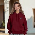 thumbnail image 4 of Dalix Butterfly Embroidery Relaxed Hoodie Soft Fleece Sweatshirt Drawcord Fit Lounge Womens in Burgundy XL X-Large, 4 of 5