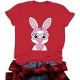 thumbnail image 5 of Mifsaly Easter tops for Women Short Sleeve Crewneck Cotton T-Shirts Bunny with Pink Heart Glasses and Bow Graphic Lightweight Breathable Versatile Summer Tees M, 5 of 6