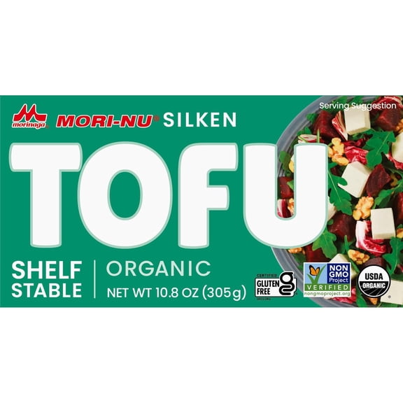 Mori-Nu Organic Silken Tofu, Shelf-Stable, Non-GMO Soybeans, Vegan, Gluten-Free, Dairy-Free, Kosher, Low-Fat Plant Protein, Velvety Smooth Texture, 10.8 oz